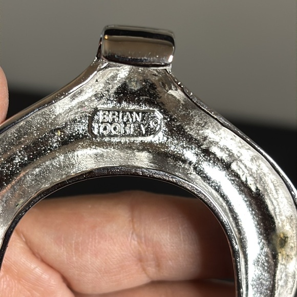 Brian Toohey Brown Leather Silver Hardware Croc Embossed Belt Medium​​ main image 9